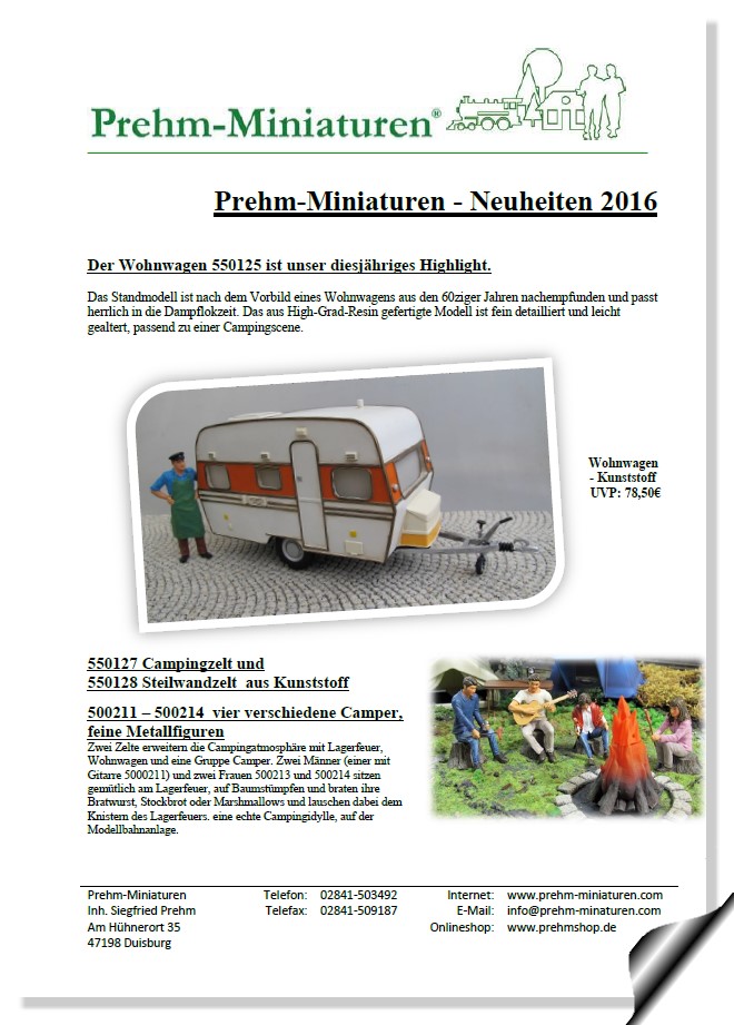 Neuheitenblatt 2016 - Prehm-Miniaturen - auf´s Bild klicken und Downloaden. 
