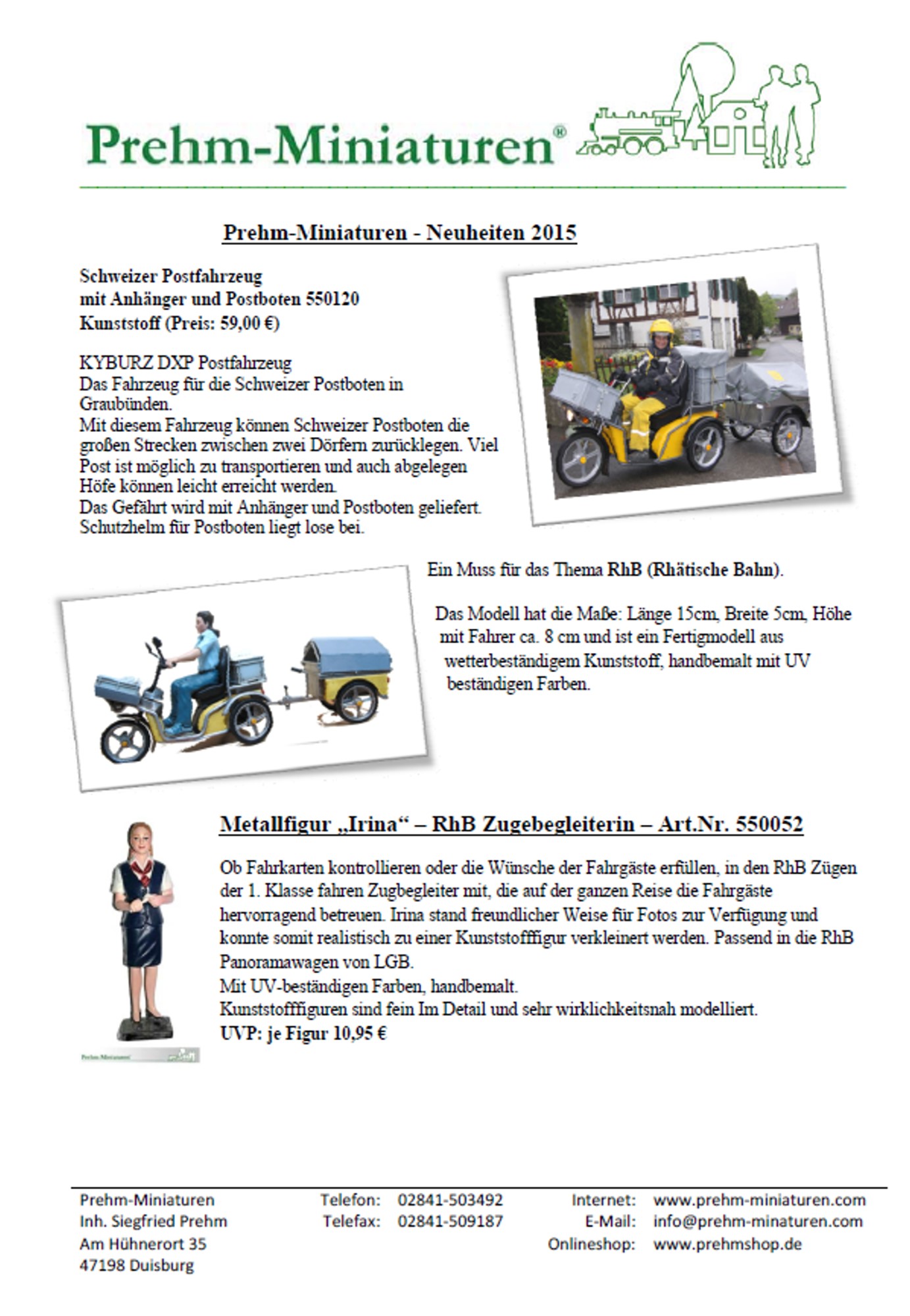 Neuheitenblatt 2015 - Prehm-Miniaturen - auf´s Bild klicken und Downloaden. 